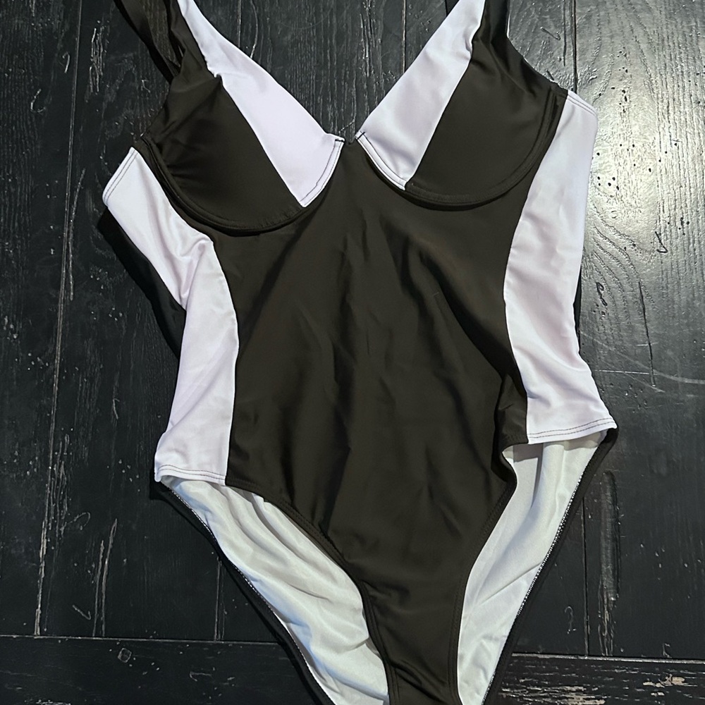 Black and White One-Piece Swimsuit